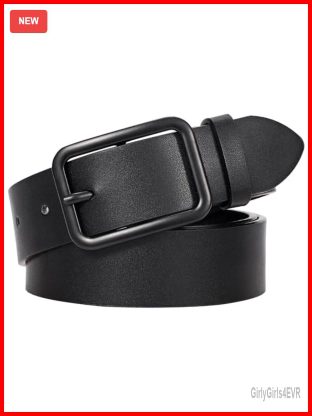 Women's Faux Leather Belt with Square Buckle 1.3" Adjustable 9 Holes for Jeans